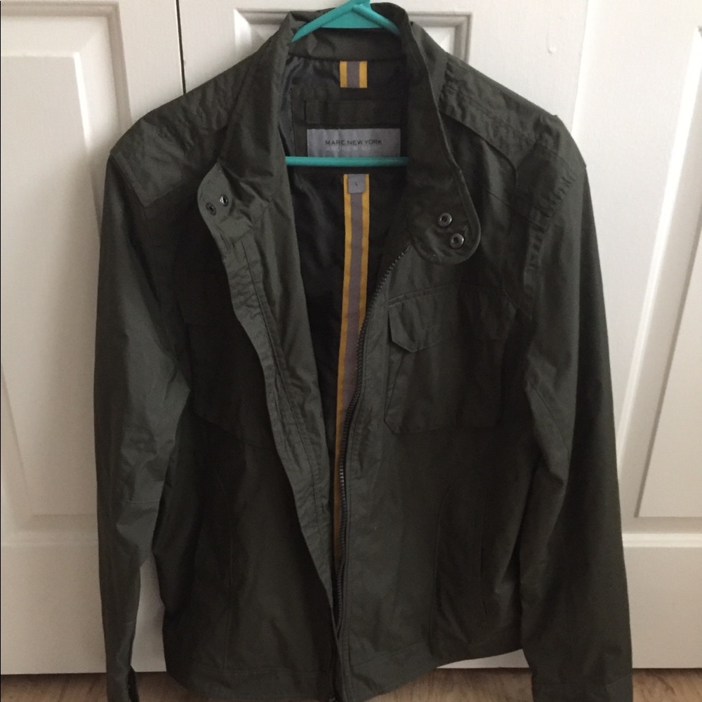 Andrew Marc Polyester Rain Green Jacket Mens L NWT